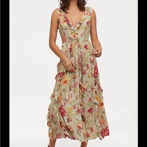 NWOT H&M Floral Ruffle Maxi Dress